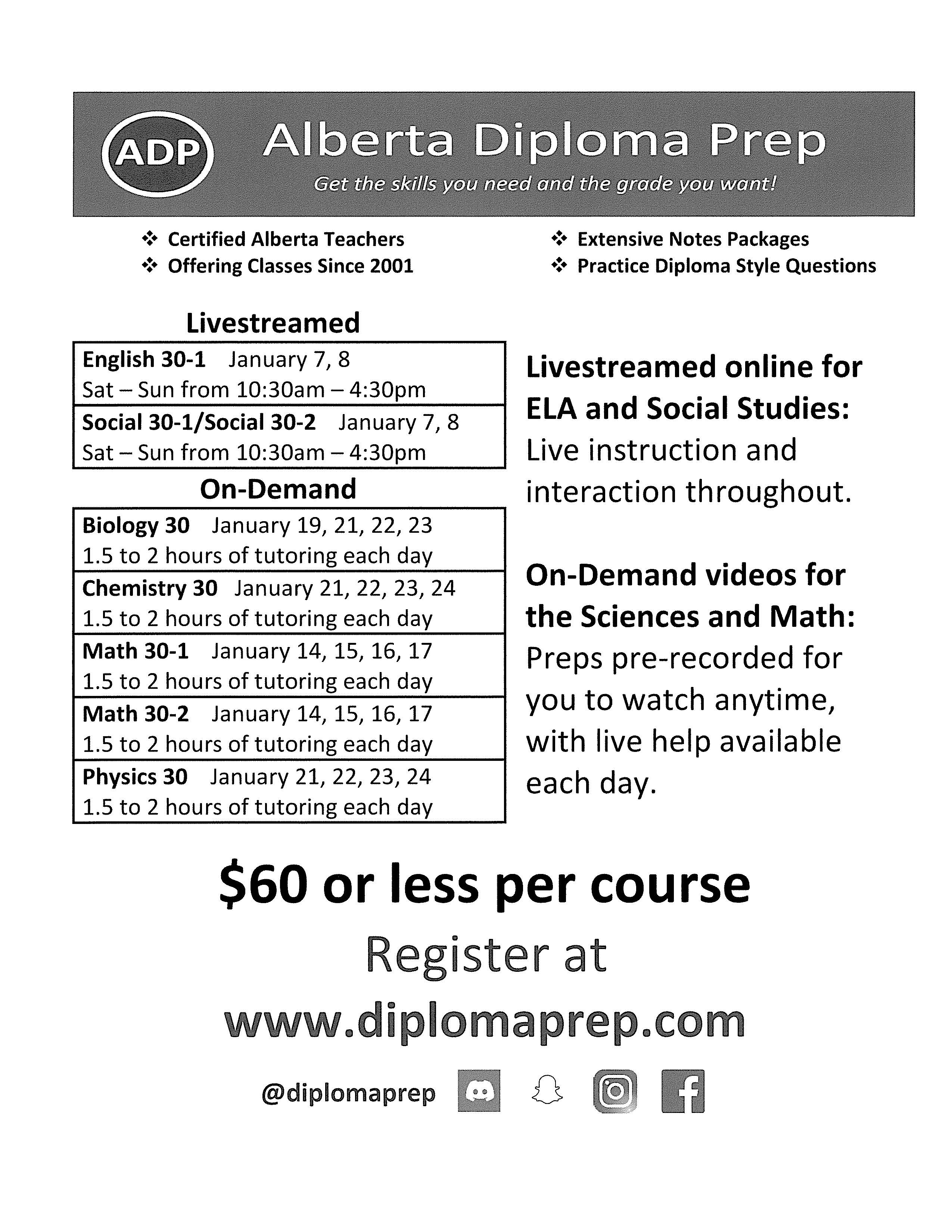 Alberta Diploma Prep Registration Fox Creek School